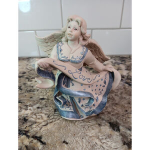 Sarah's Angels "Maggie" True Love and Kindness 30413 holds ribbon with word love